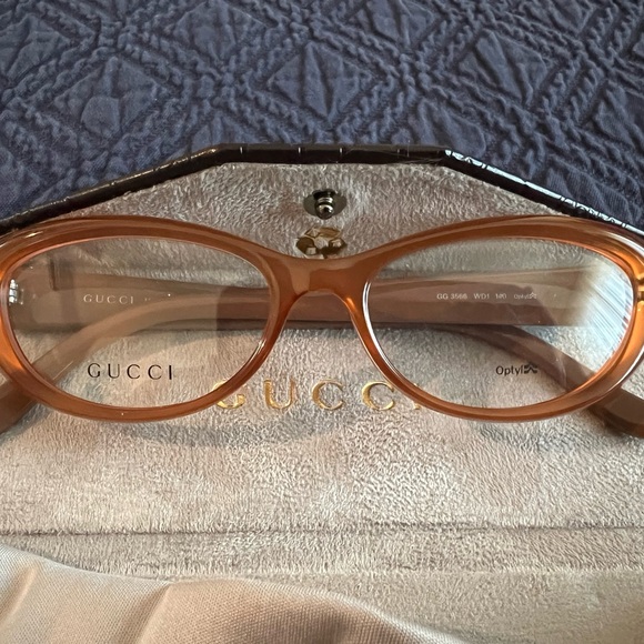 New Authentic Gucci Full Rim Butterfly / Cat Eye Brown Frames 3566 WD1 140 - Picture 10 of 16